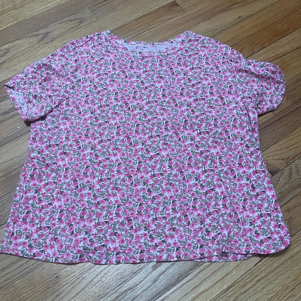 Pink and Green Floral Shirt - Old Navy